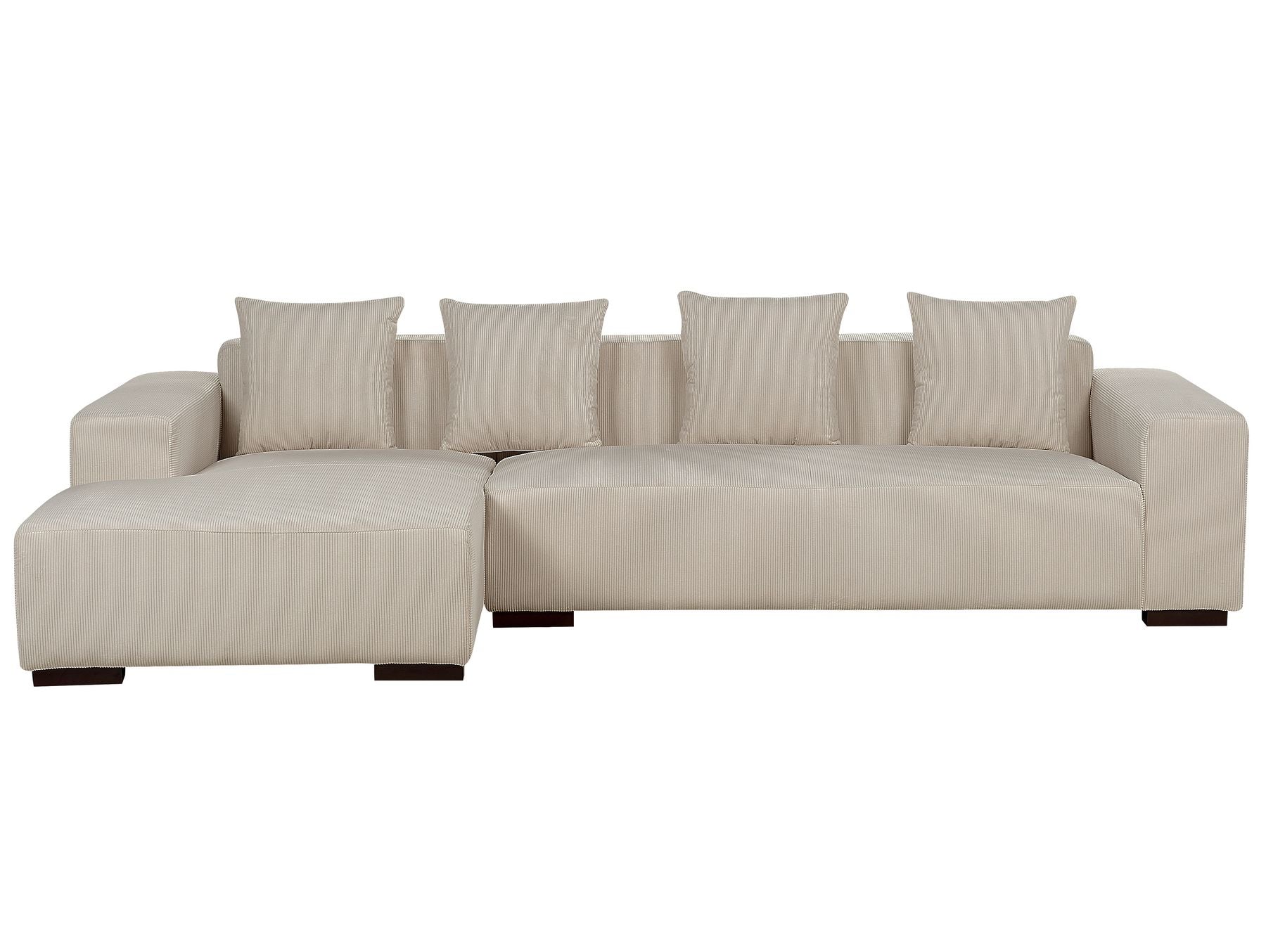 Corner Sofa LUNGO Corduroy Beige with Ottoman 4 Seater Right Hand