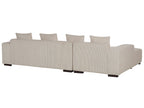 Corner Sofa LUNGO Corduroy Beige with Ottoman 4 Seater Right Hand