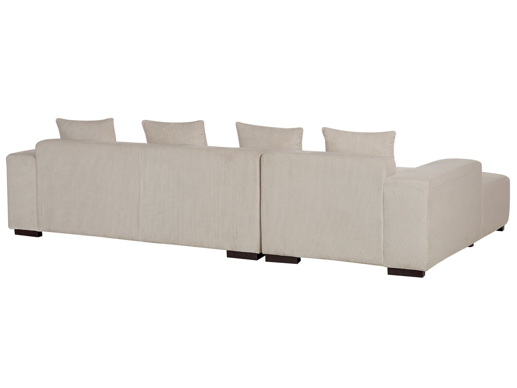Corner Sofa LUNGO Corduroy Beige with Ottoman 4 Seater Right Hand