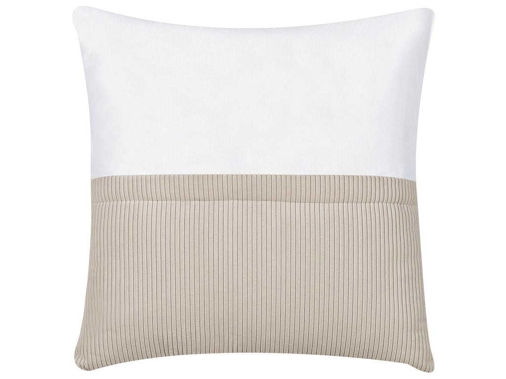 Corner Sofa LUNGO Corduroy Beige with Ottoman 4 Seater Right Hand