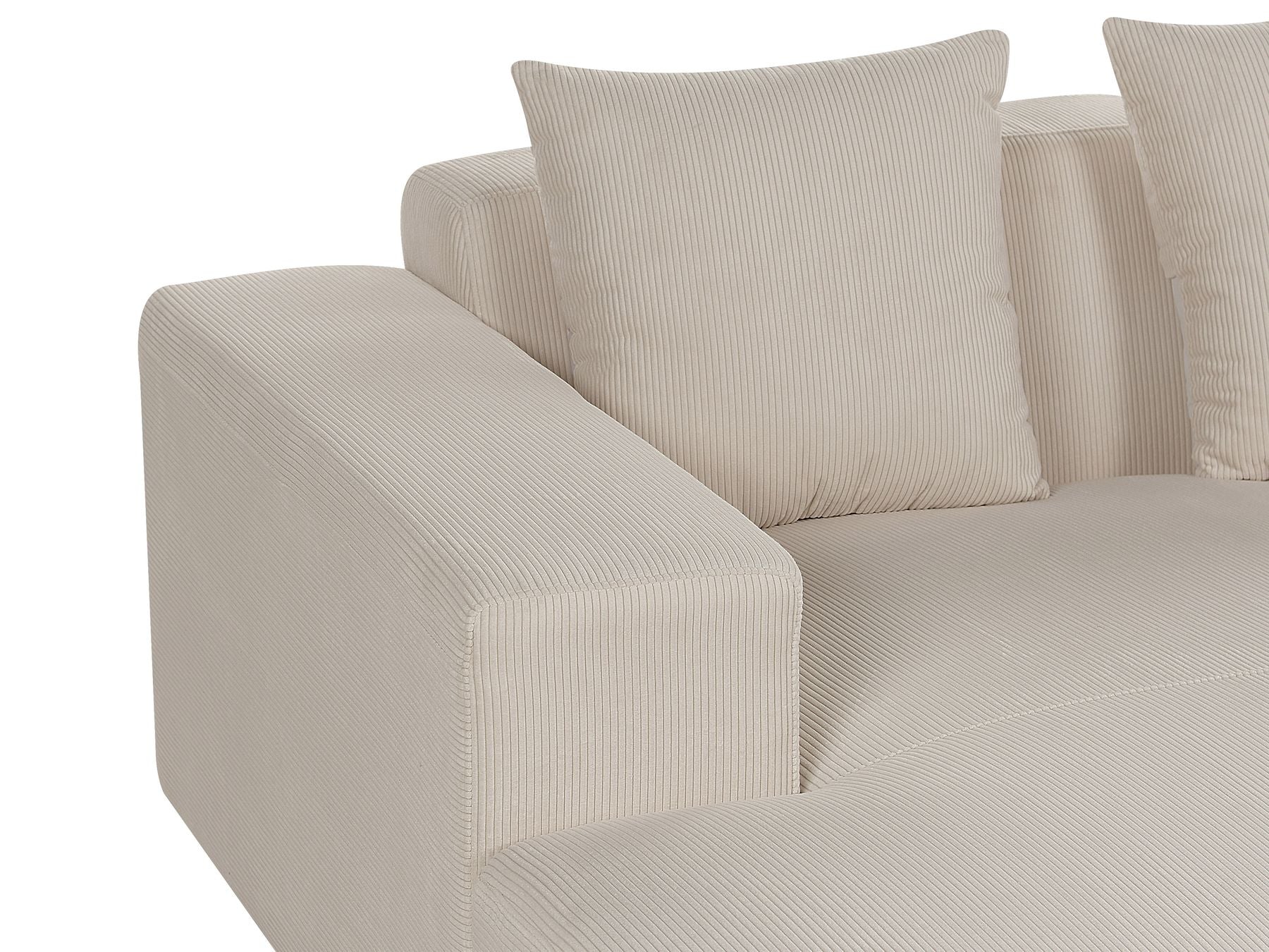 Corner Sofa LUNGO Corduroy Beige with Ottoman 4 Seater Right Hand