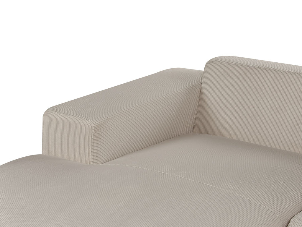 Corner Sofa LUNGO Corduroy Beige with Ottoman 4 Seater Right Hand