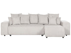 Corner Sofa Bed LUSPA Corduroy Light Beige with Storage 3 Seater Left Hand