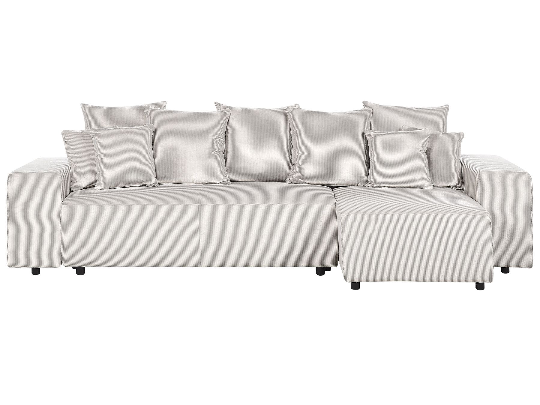 Corner Sofa Bed LUSPA Corduroy Light Beige with Storage 3 Seater Left Hand