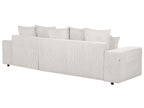 Corner Sofa Bed LUSPA Corduroy Light Beige with Storage 3 Seater Left Hand