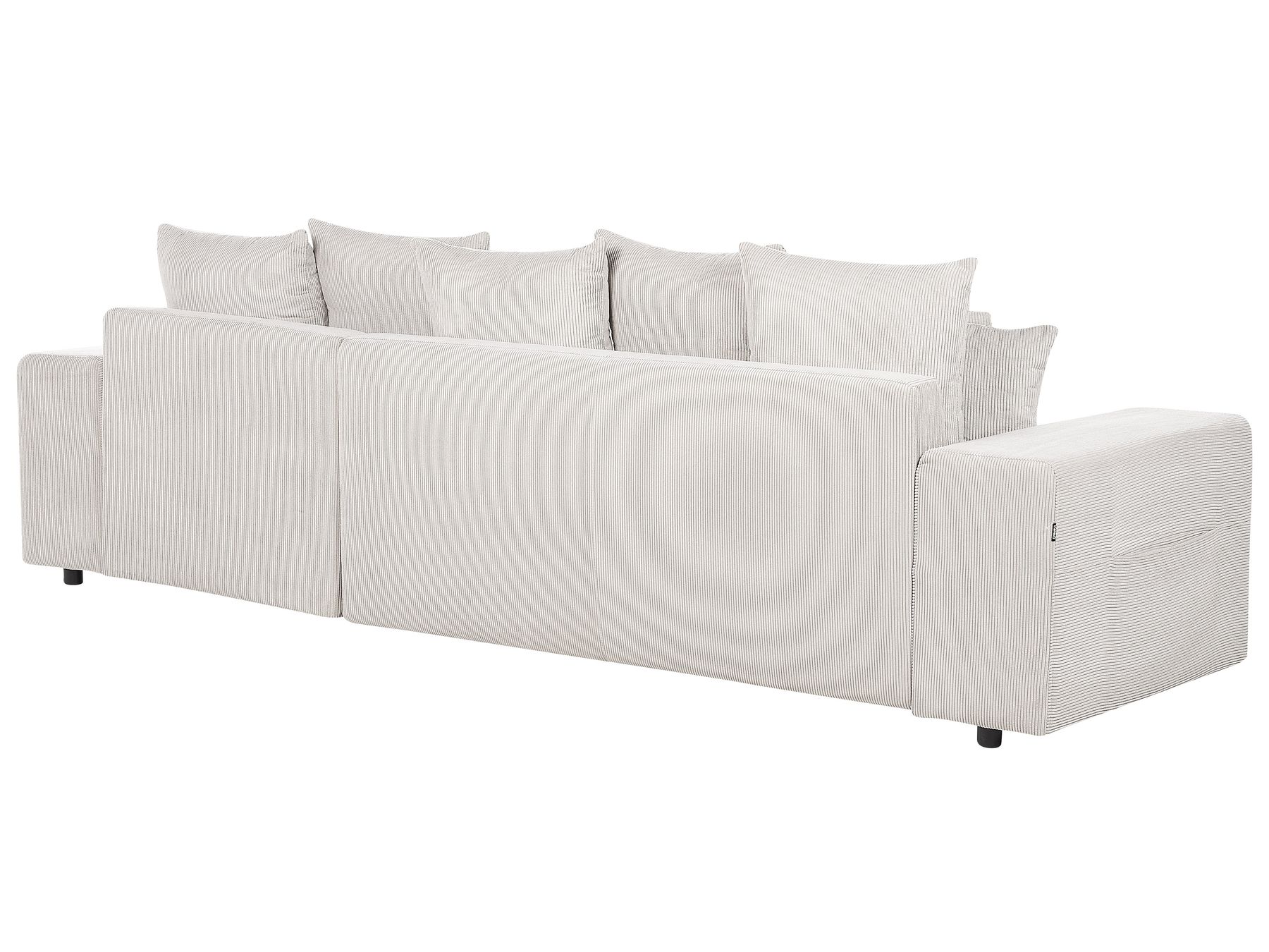 Corner Sofa Bed LUSPA Corduroy Light Beige with Storage 3 Seater Left Hand