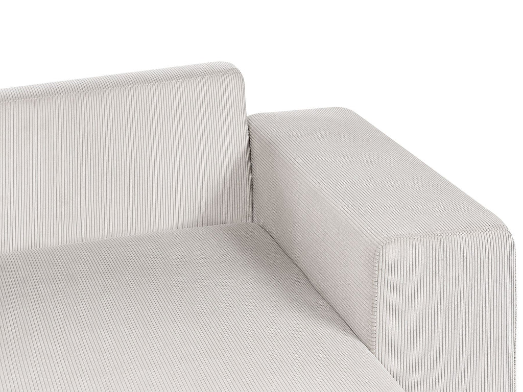 Corner Sofa Bed LUSPA Corduroy Light Beige with Storage 3 Seater Left Hand