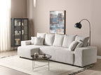 Corner Sofa Bed LUSPA Corduroy Light Beige with Storage 3 Seater Right Hand