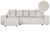 Corner Sofa Bed Corduroy Light Beige with Storage 3 Seater Right Hand