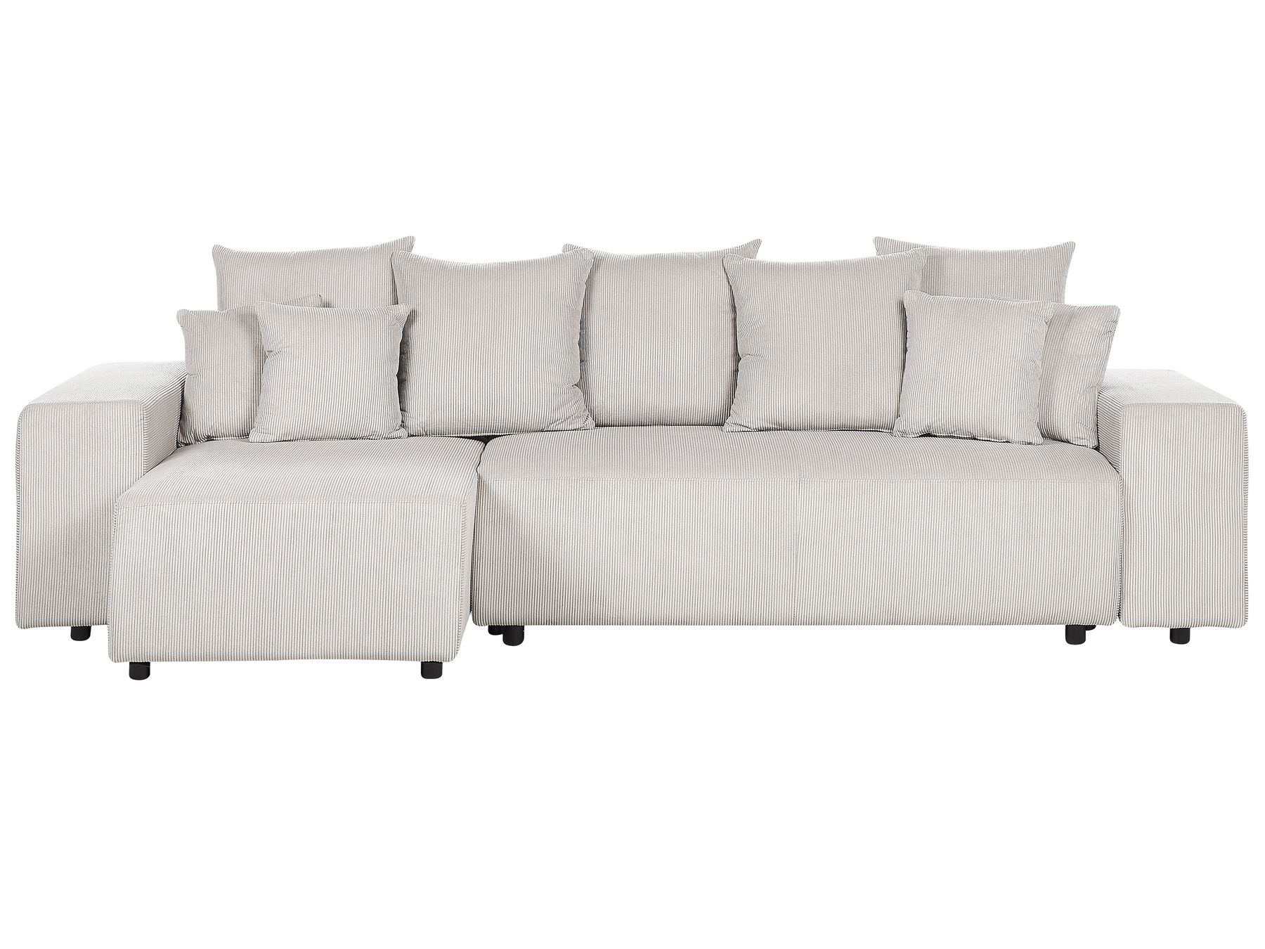 Corner Sofa Bed LUSPA Corduroy Light Beige with Storage 3 Seater Right Hand