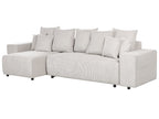 Corner Sofa Bed LUSPA Corduroy Light Beige with Storage 3 Seater Right Hand