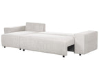 Corner Sofa Bed LUSPA Corduroy Light Beige with Storage 3 Seater Right Hand