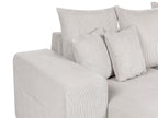 Corner Sofa Bed LUSPA Corduroy Light Beige with Storage 3 Seater Right Hand