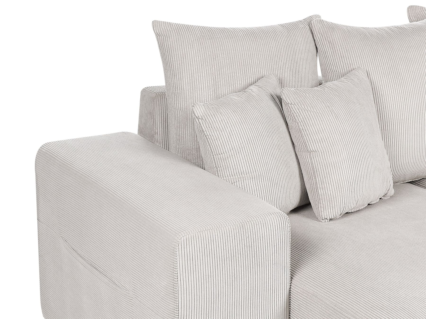 Corner Sofa Bed LUSPA Corduroy Light Beige with Storage 3 Seater Right Hand
