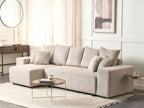 Corner Sofa Bed LUSPA Corduroy Taupe with Storage 3 Seater Right Hand
