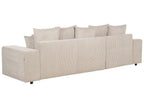 Corner Sofa Bed LUSPA Corduroy Taupe with Storage 3 Seater Right Hand