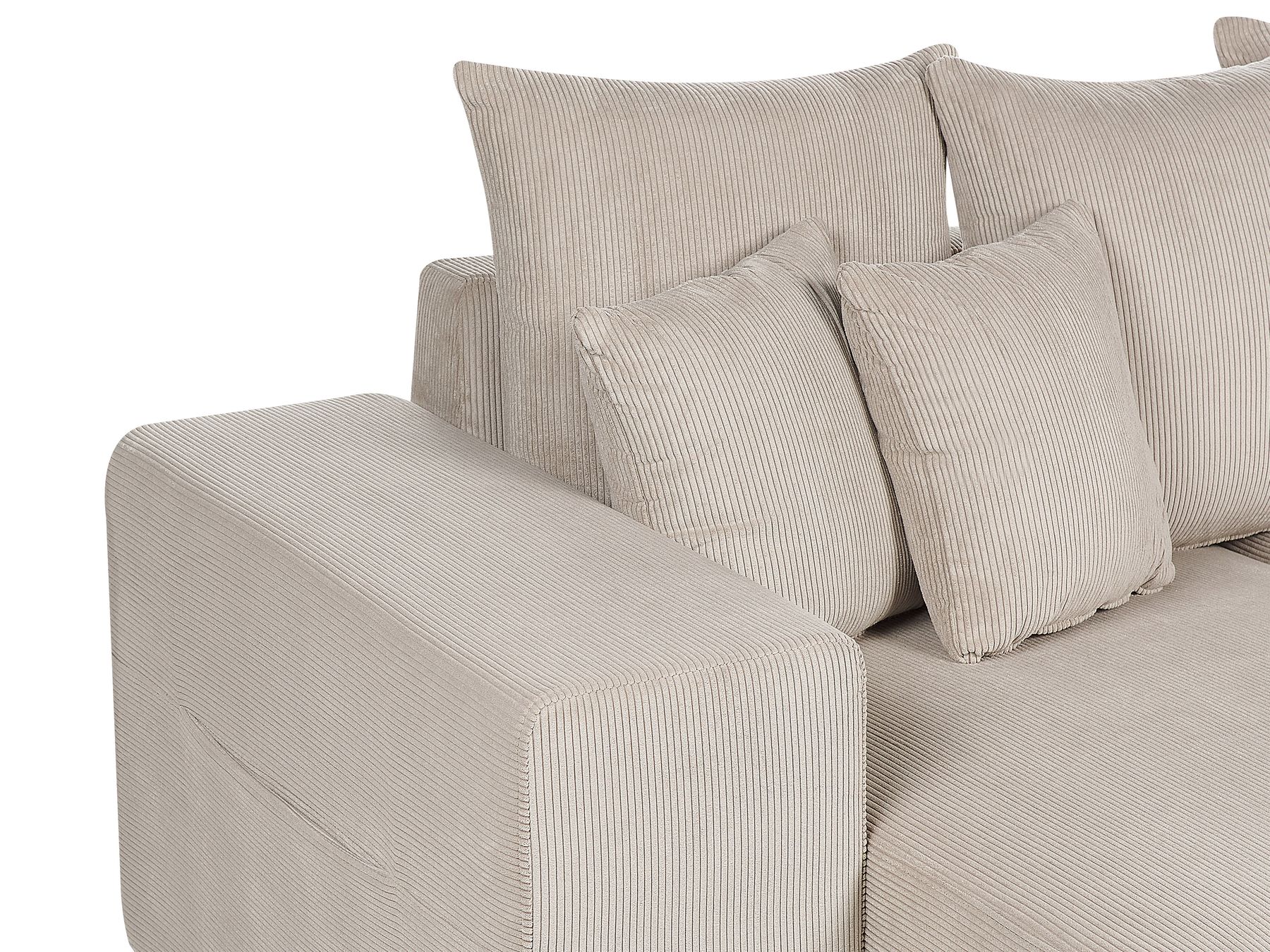 Corner Sofa Bed LUSPA Corduroy Taupe with Storage 3 Seater Right Hand