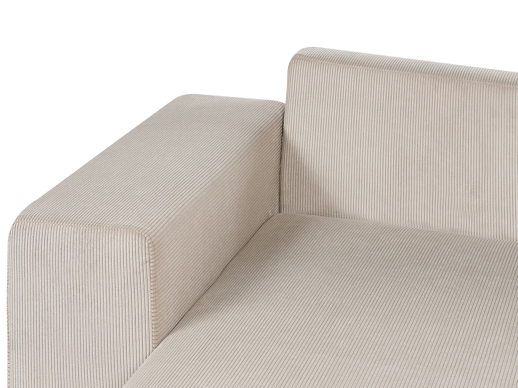 Corner Sofa Bed LUSPA Corduroy Taupe with Storage 3 Seater Right Hand