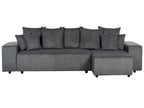 Corner Sofa Bed LUSPA Corduroy Dark Grey with Storage 3 Seater Left Hand