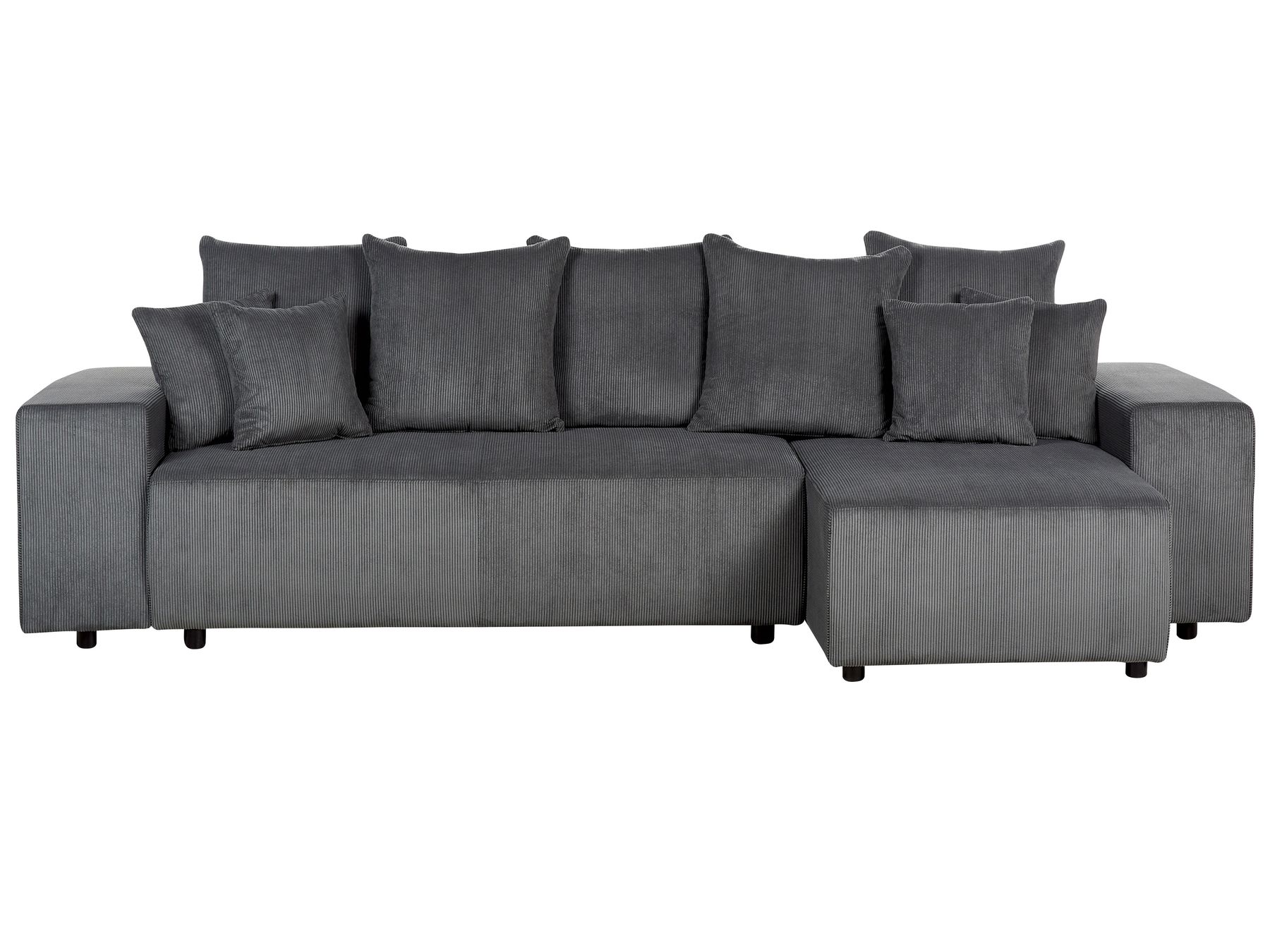 Corner Sofa Bed LUSPA Corduroy Dark Grey with Storage 3 Seater Left Hand