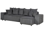Corner Sofa Bed LUSPA Corduroy Dark Grey with Storage 3 Seater Left Hand