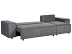 Corner Sofa Bed LUSPA Corduroy Dark Grey with Storage 3 Seater Left Hand