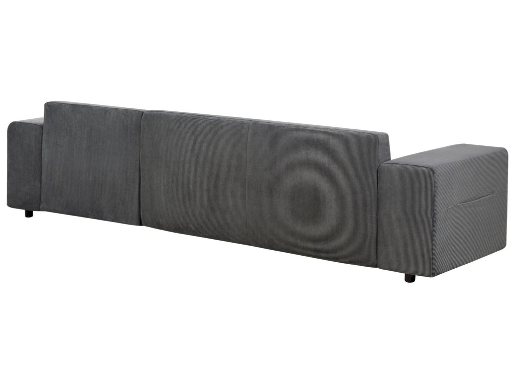 Corner Sofa Bed LUSPA Corduroy Dark Grey with Storage 3 Seater Left Hand