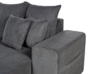 Corner Sofa Bed LUSPA Corduroy Dark Grey with Storage 3 Seater Left Hand