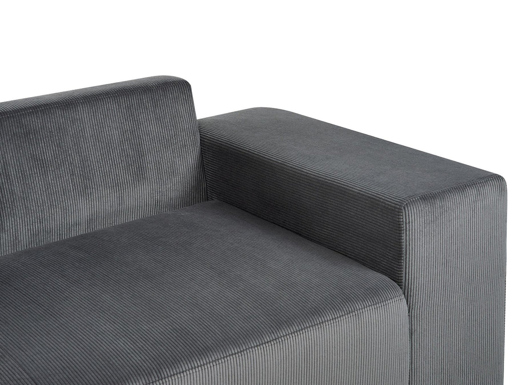 Corner Sofa Bed LUSPA Corduroy Dark Grey with Storage 3 Seater Left Hand
