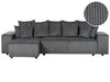 Corner Sofa Bed Corduroy Dark Grey with Storage 3 Seater Right Hand