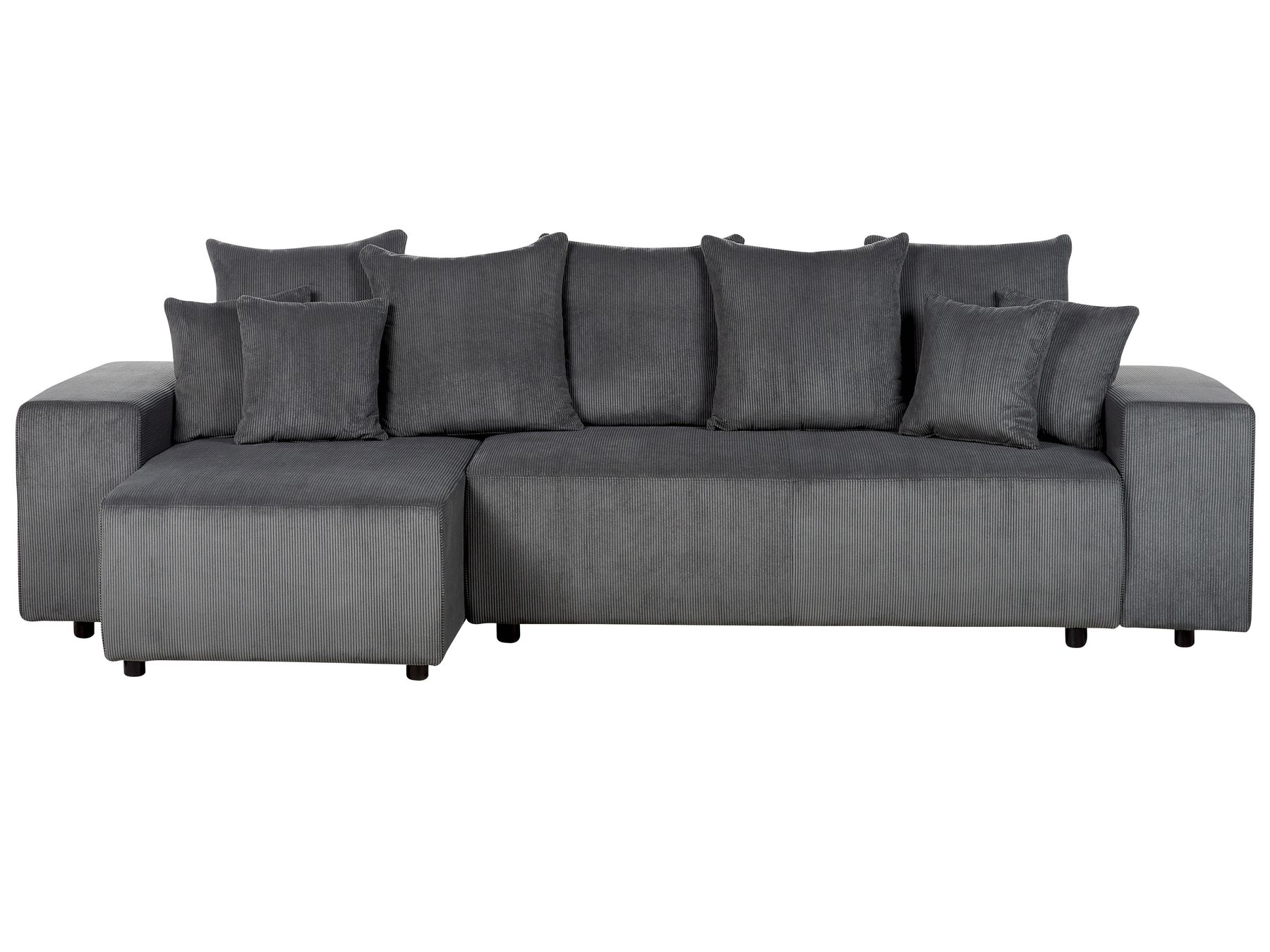 Corner Sofa Bed LUSPA Corduroy Dark Grey with Storage 3 Seater Right Hand