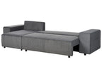 Corner Sofa Bed LUSPA Corduroy Dark Grey with Storage 3 Seater Right Hand