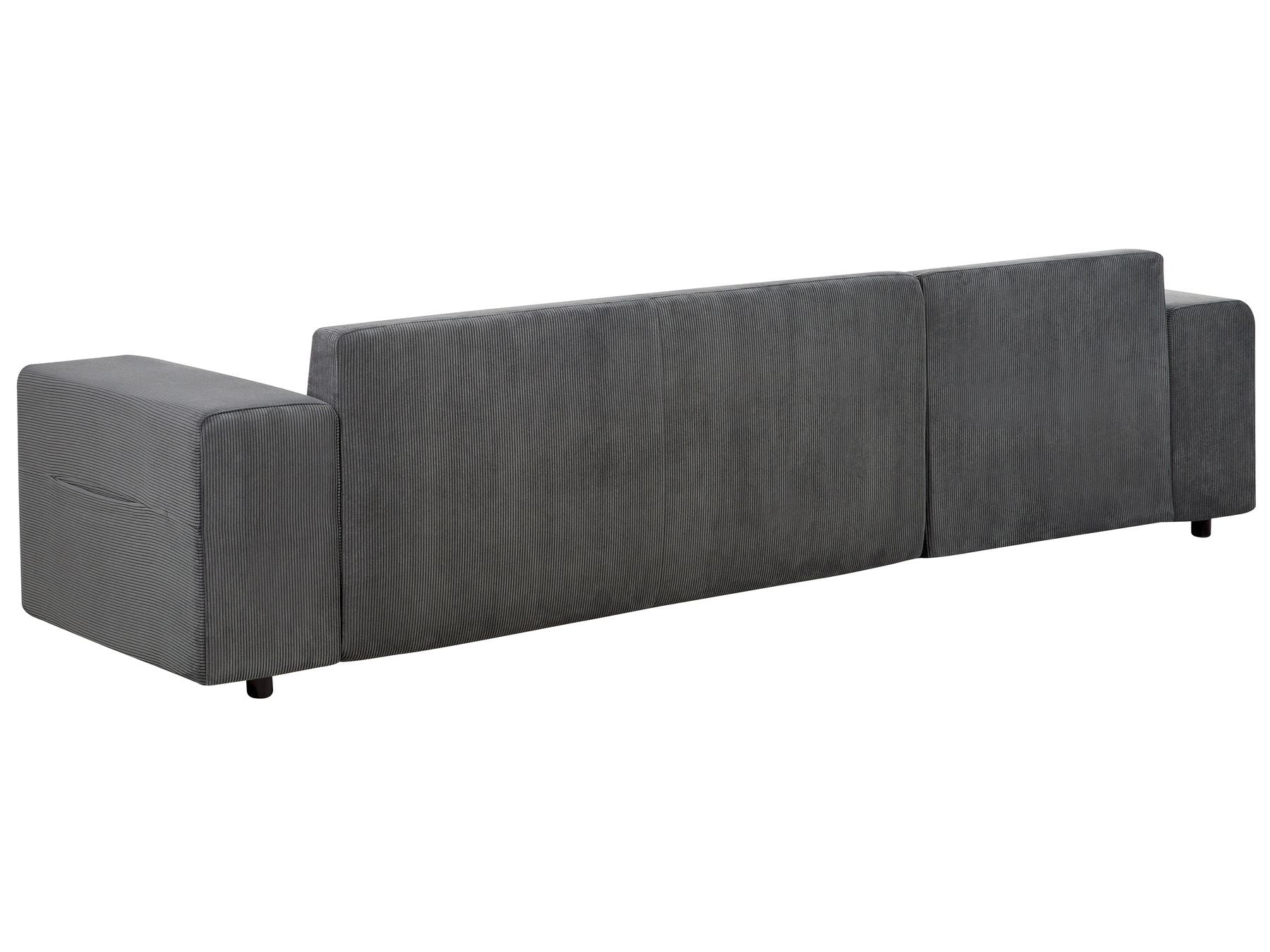 Corner Sofa Bed LUSPA Corduroy Dark Grey with Storage 3 Seater Right Hand