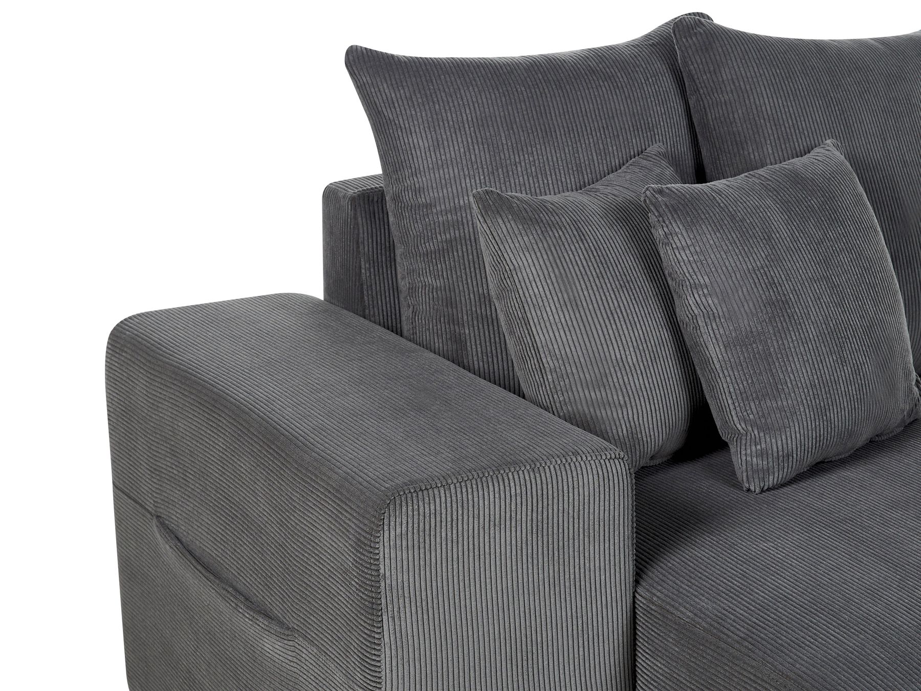 Corner Sofa Bed LUSPA Corduroy Dark Grey with Storage 3 Seater Right Hand