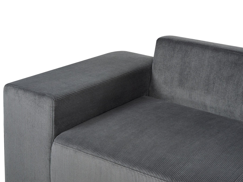 Corner Sofa Bed LUSPA Corduroy Dark Grey with Storage 3 Seater Right Hand