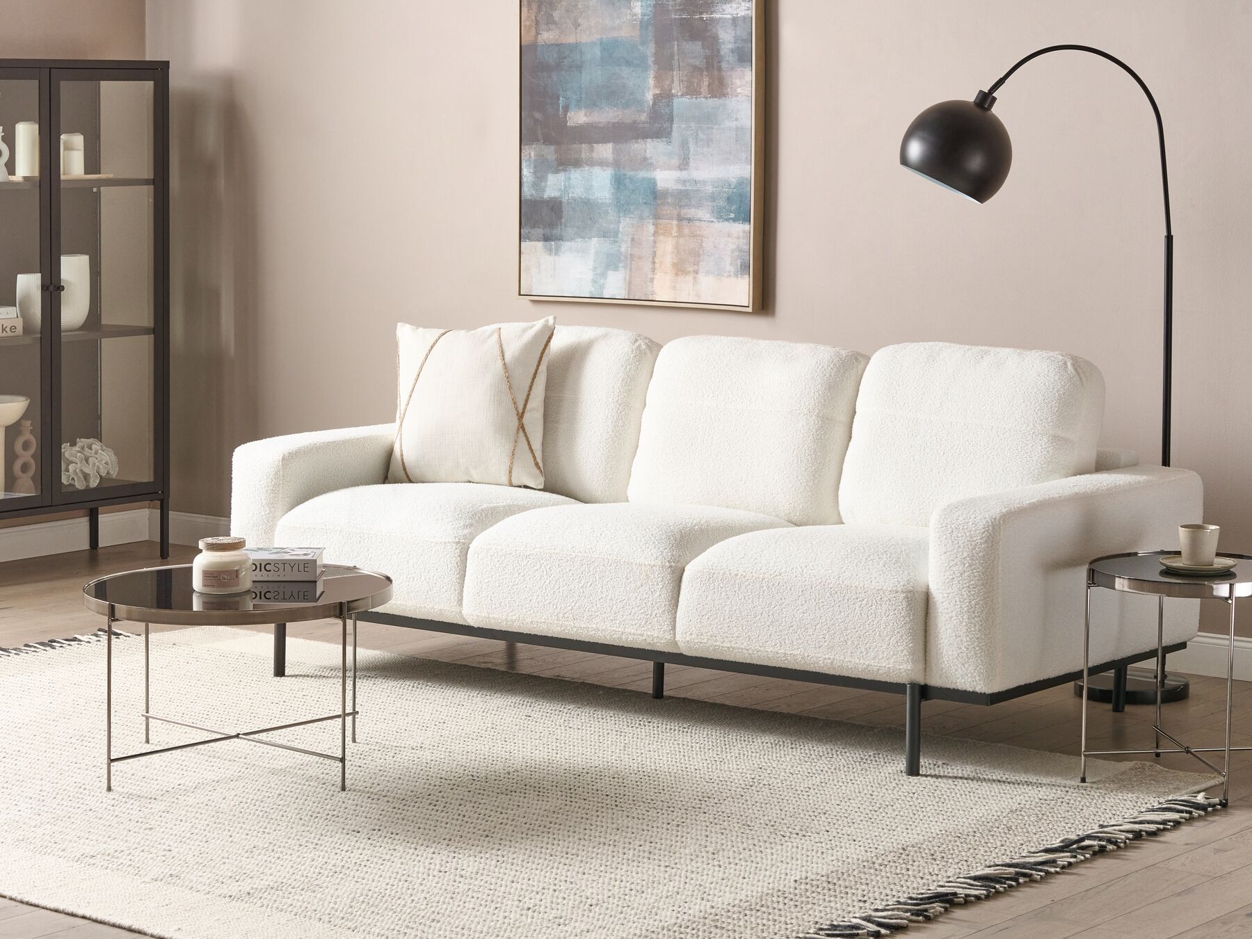3 Seater Sofa Boucle White SOVIK