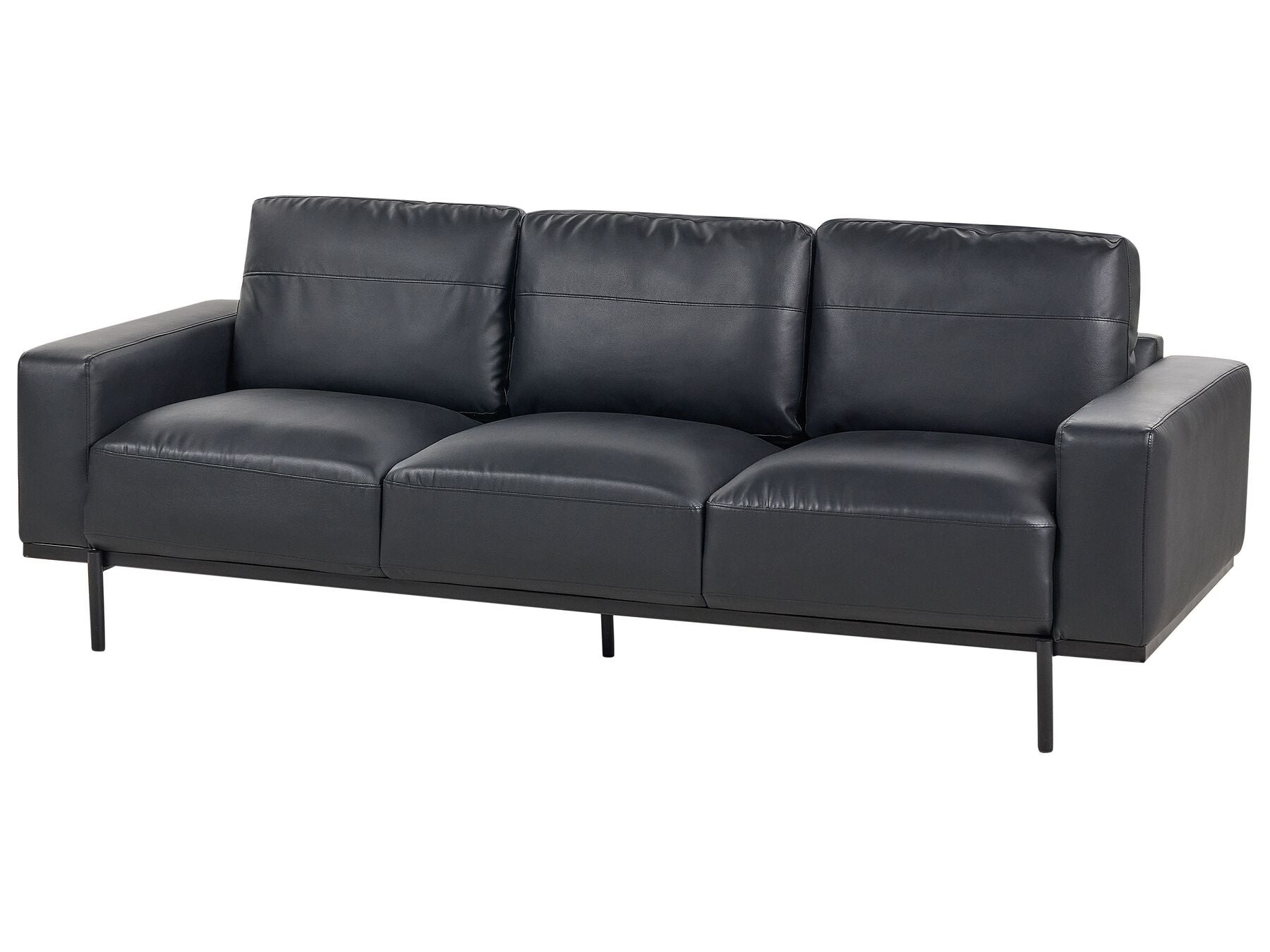 3 Seater Sofa Faux Leather Black SOVIK