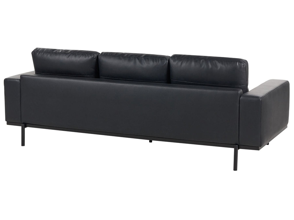 3 Seater Sofa Faux Leather Black SOVIK
