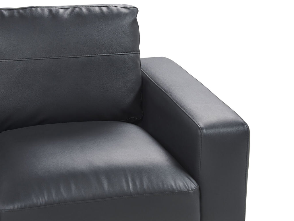 3 Seater Sofa Faux Leather Black SOVIK