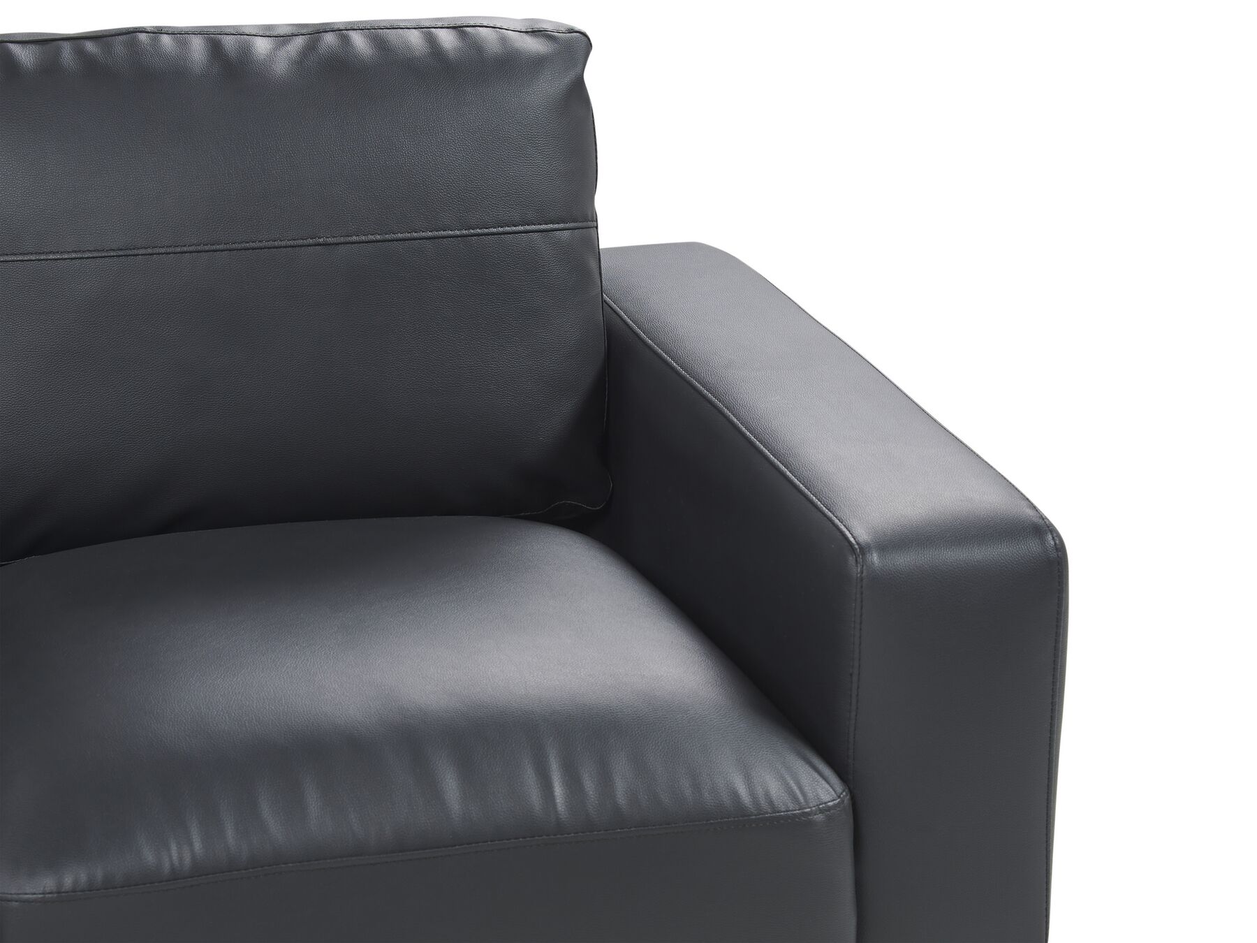 3 Seater Sofa Faux Leather Black SOVIK