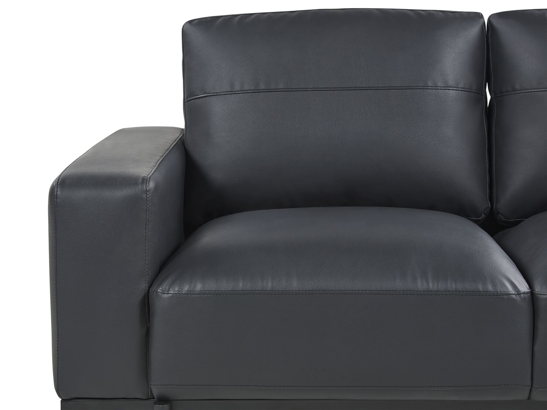 3 Seater Sofa Faux Leather Black SOVIK