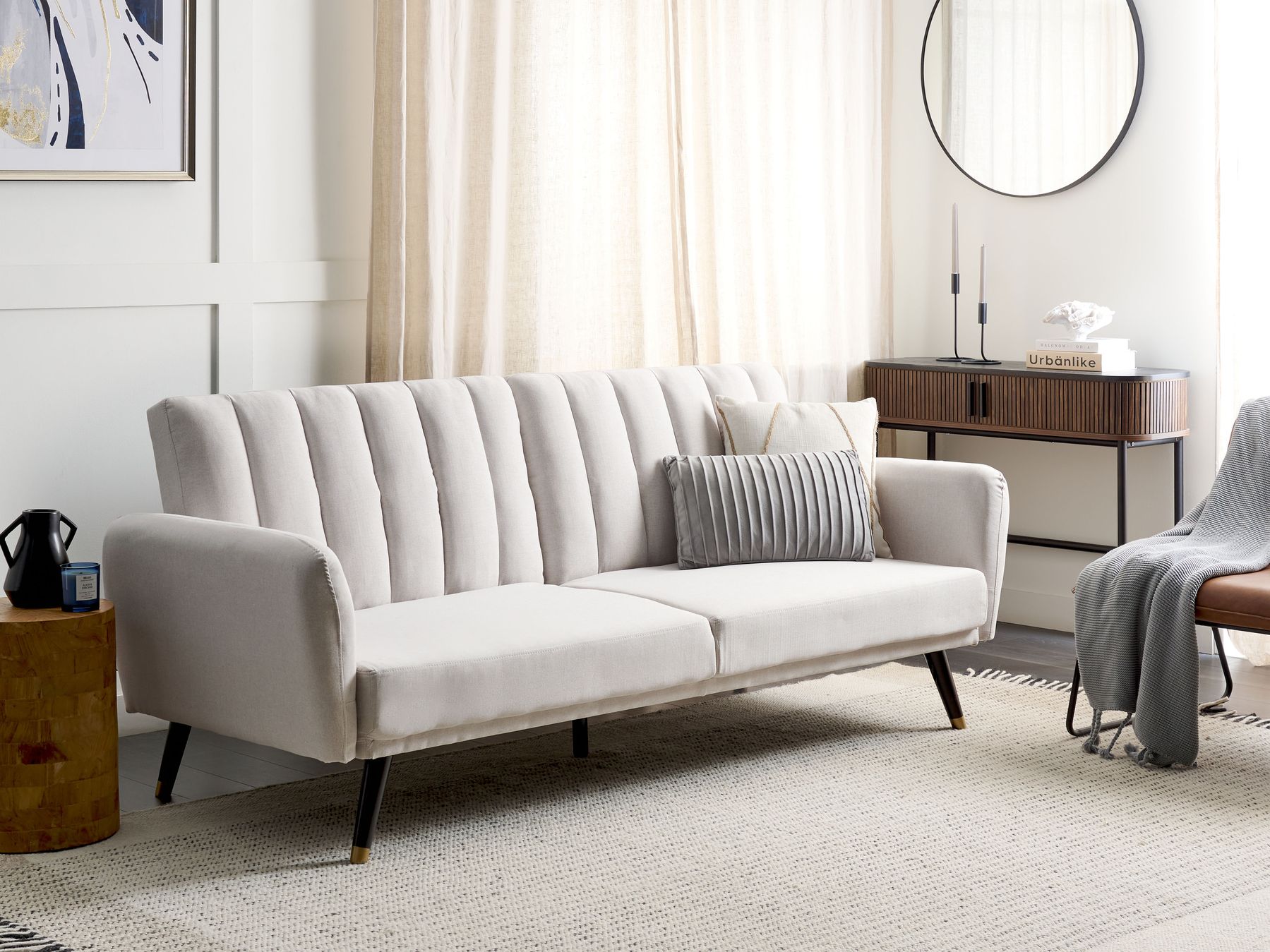 Sofa Bed VIMMERBY Fabric Beige 3 Seater