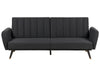 Sofa Bed Fabric Black 3 Seater