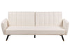 Sofa Bed Fabric Light Beige 3 Seater