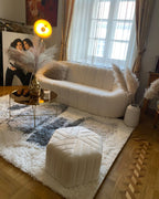 3 Seater Boucle Fabric Sofa White LOMMA