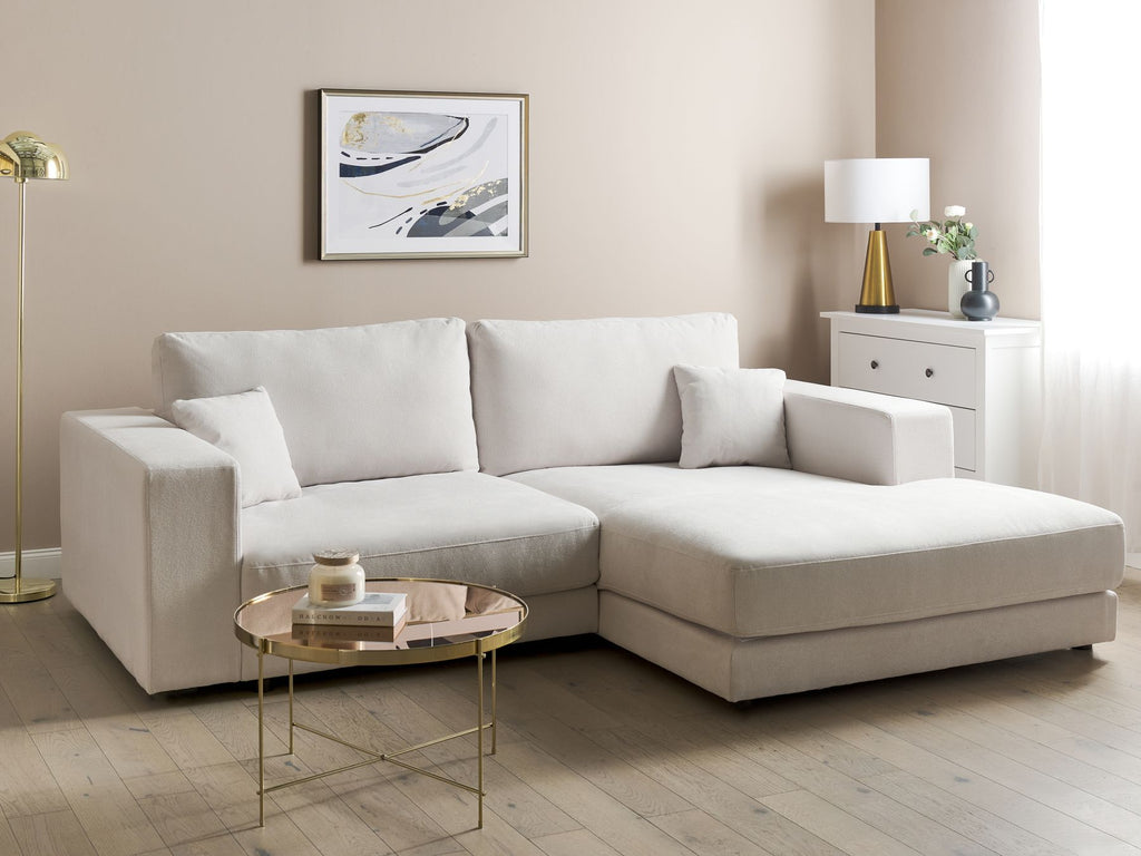 Corner Sofa LOFOTEN Fabric Off-White 3 Seater Left Hand