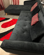 Corner Sofa Bed VADSO Velvet Black 4 Seater Right Hand