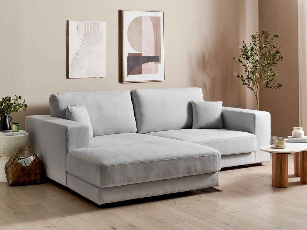 Corner Sofa LOFOTEN Fabric Light Grey 3 Seater Right Hand