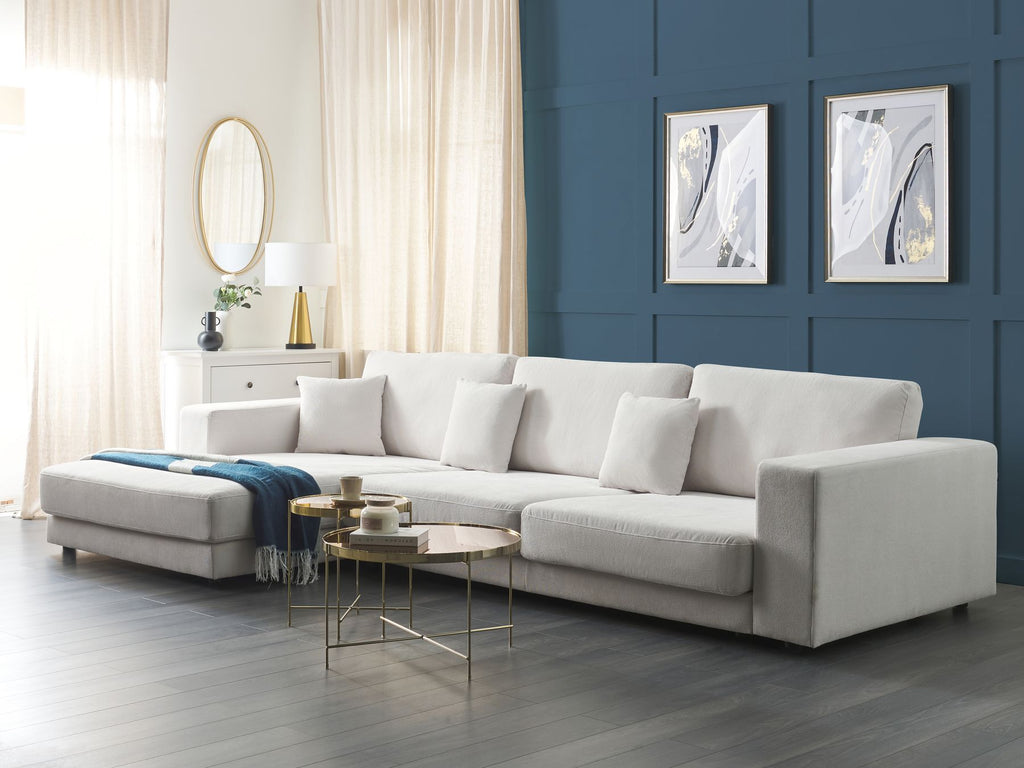 Corner Sofa LOFOTEN Fabric Off-White 4 Seater Right Hand