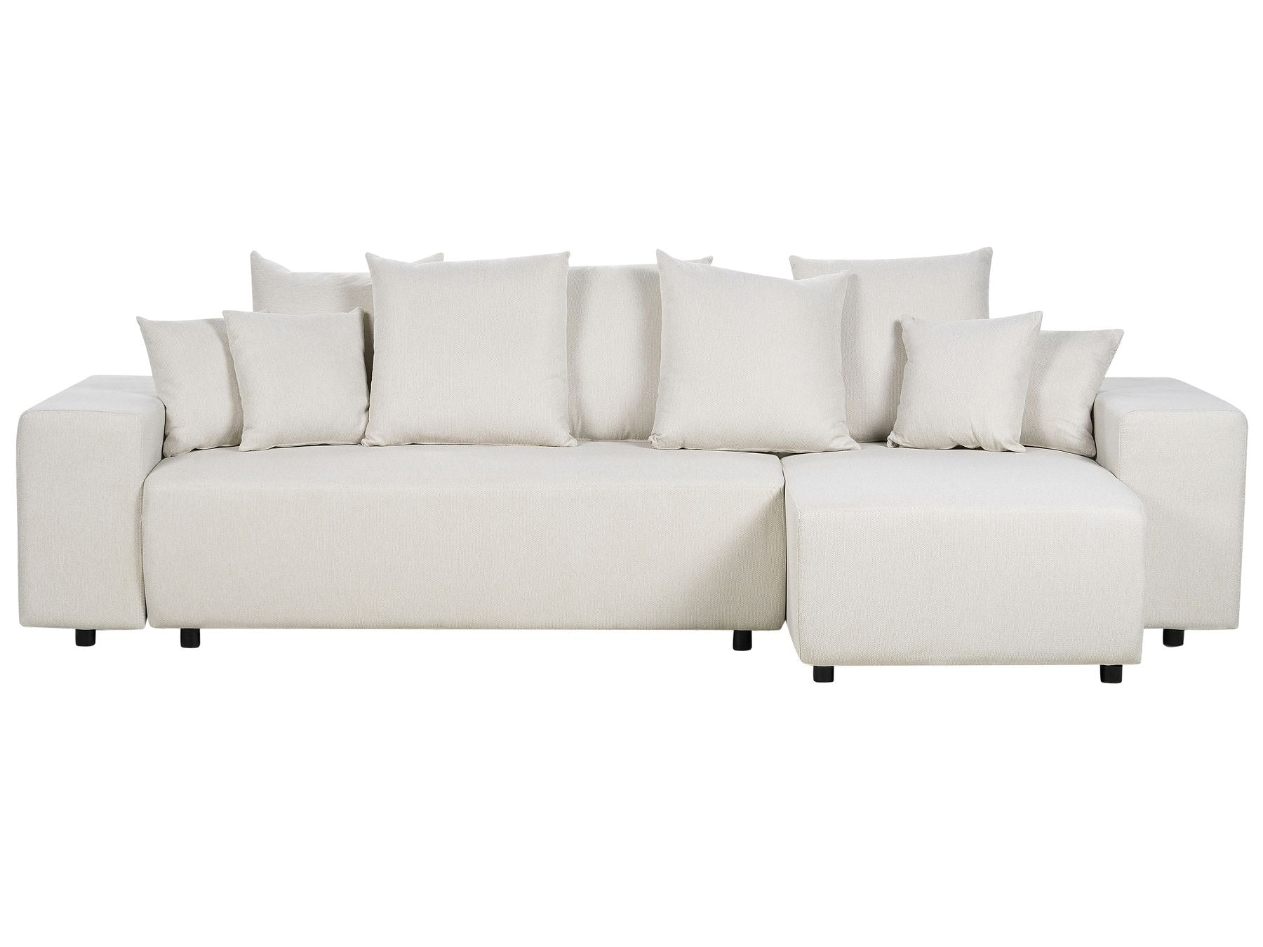 Corner Sofa Bed LUSPA Fabric Light Beige with Storage 3 Seater Left Hand
